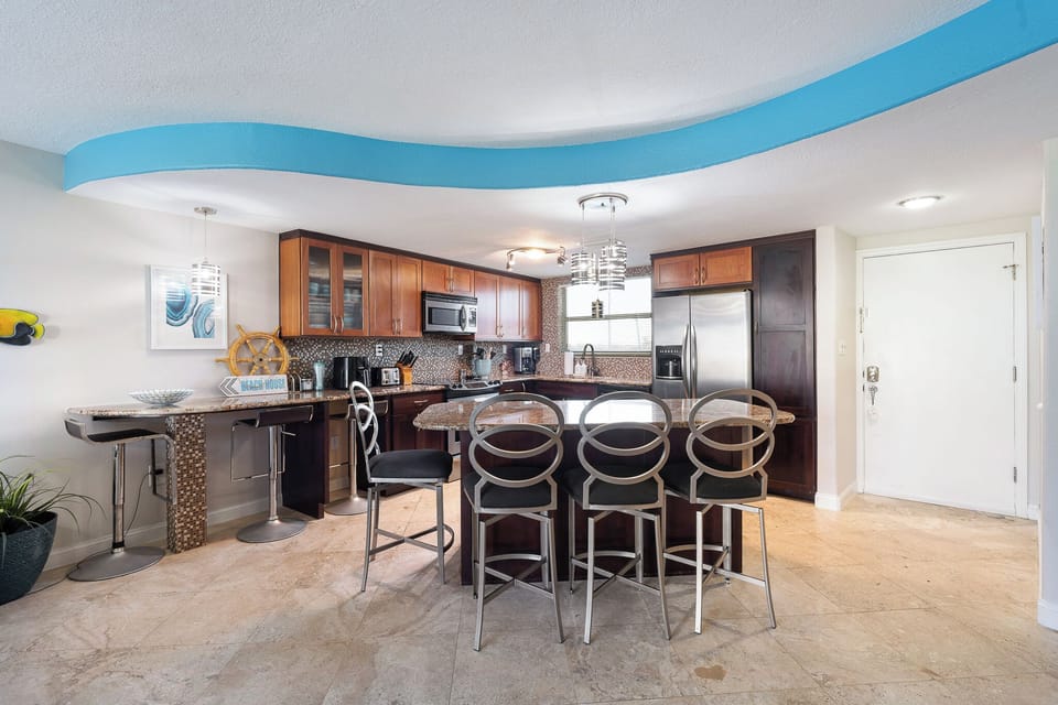 Kitchen island with bar chairs