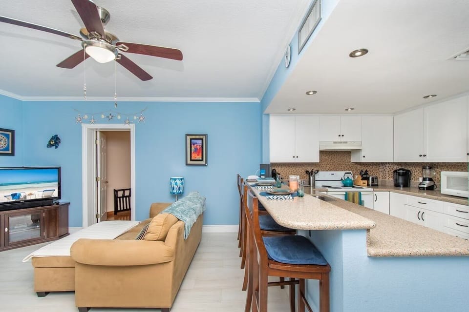 Room for two chefs in the kitchen, and a comfortable living room