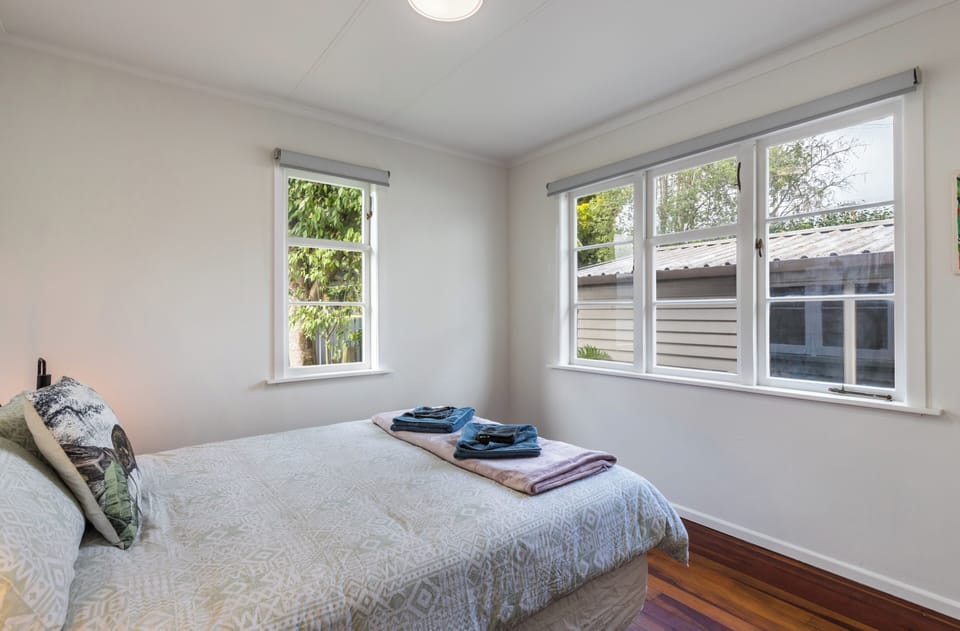 comfortable queen bed to unwind after a big day exploring