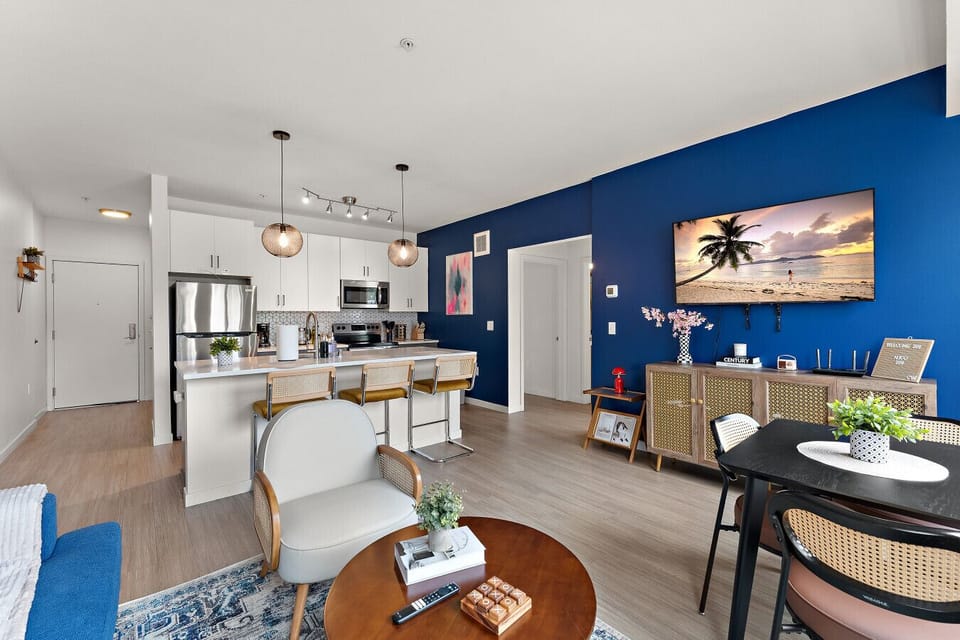 Vibrant decor and stunning views await in this modern urban retreat!