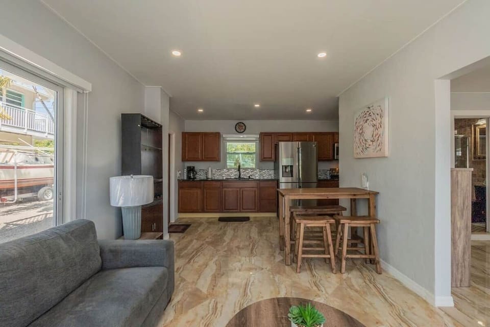 Relax in the living area with the kitchenette just steps away.