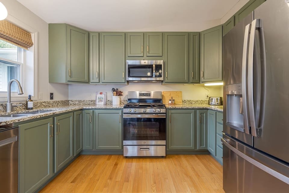Well stocked kitchen helps for making meals together when you're tired of eating out.
