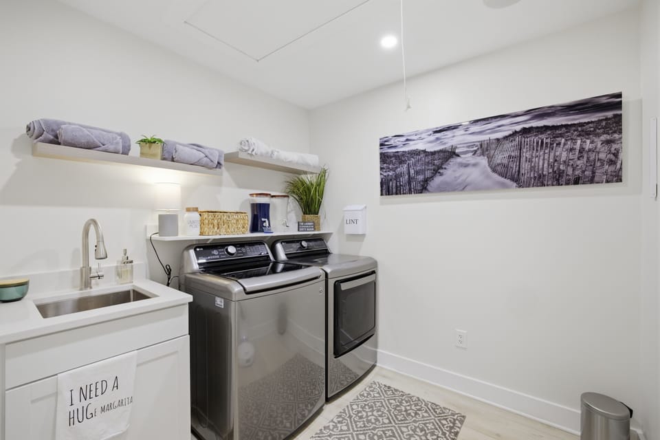 Large Laundry Room with Utility Sink