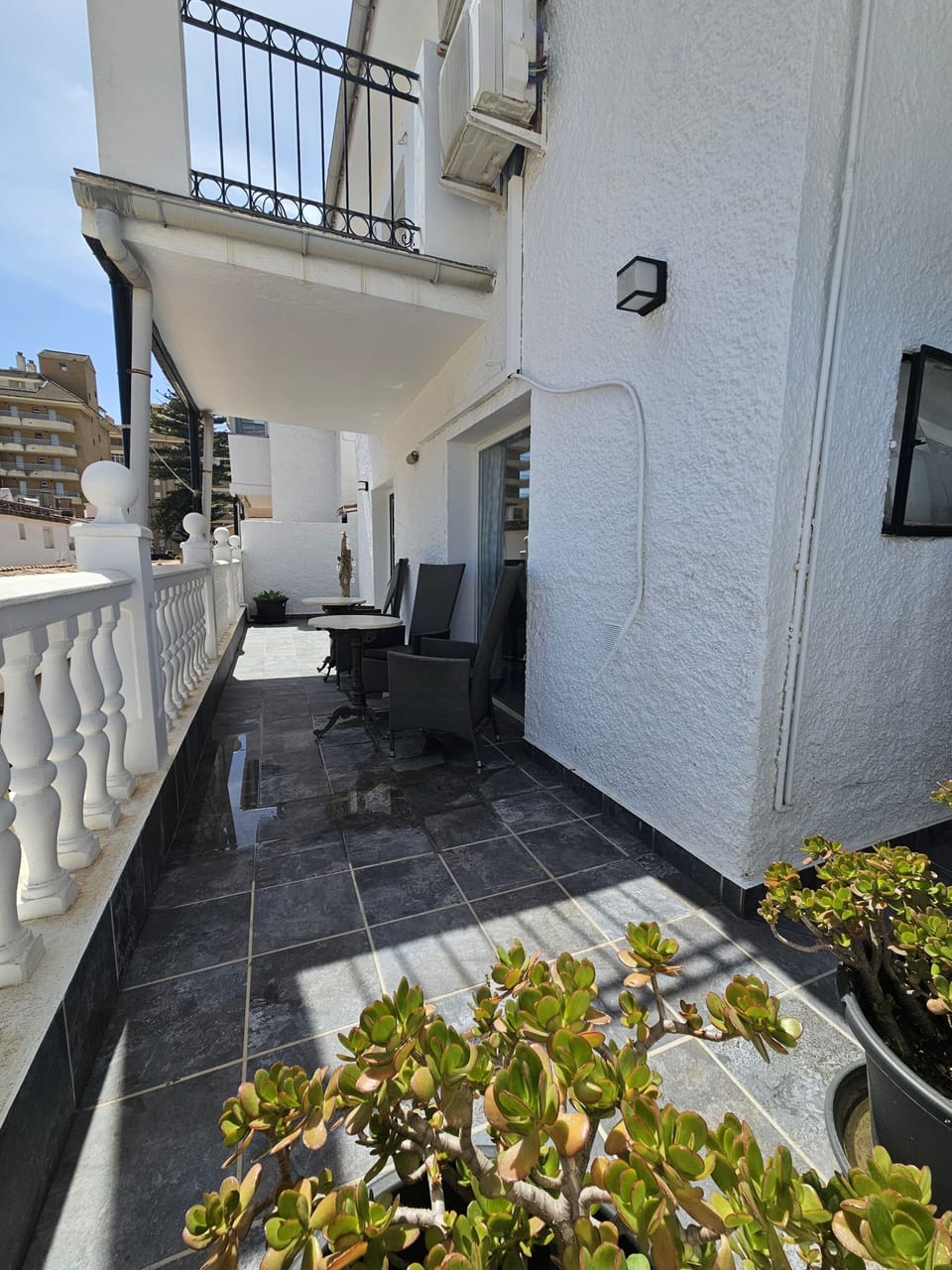 ideal for breakfast or evening drinks, with  option of sun or shade depending