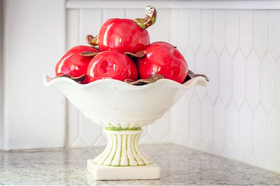 This elegant centerpiece adds a sophisticated pop of color to the kitchen.