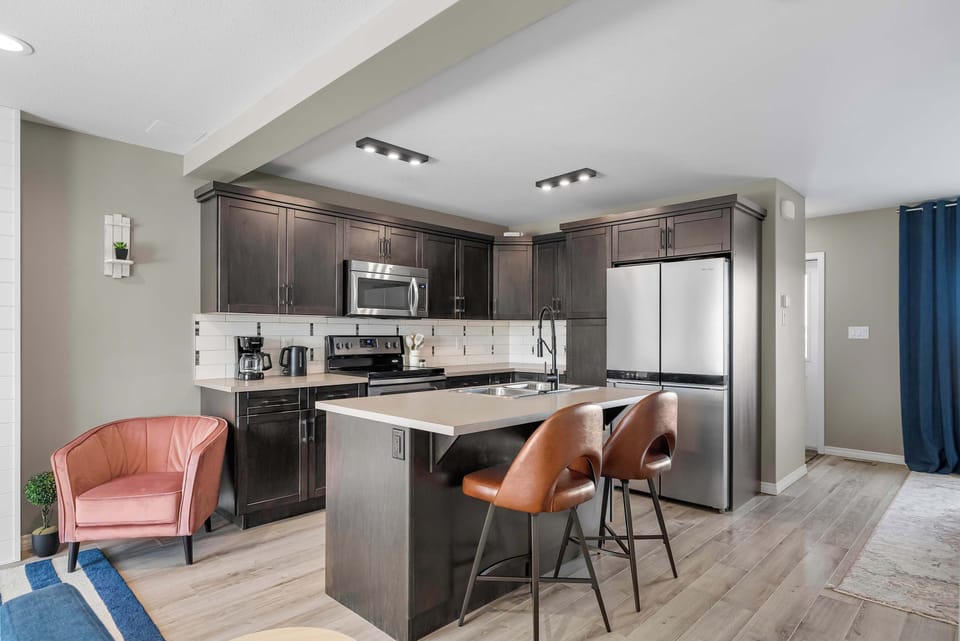 Open concept kitchen with island