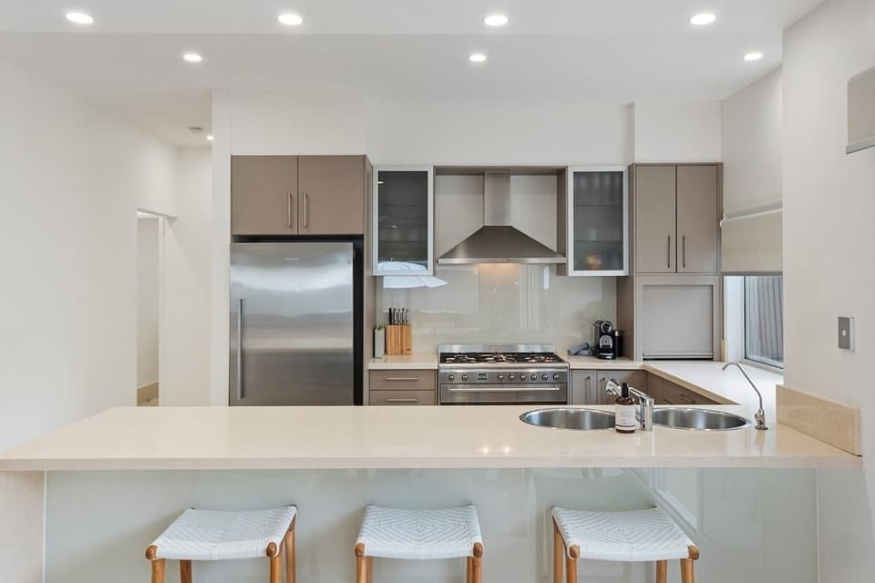 Chef's kitchen with SMEG appliances. 