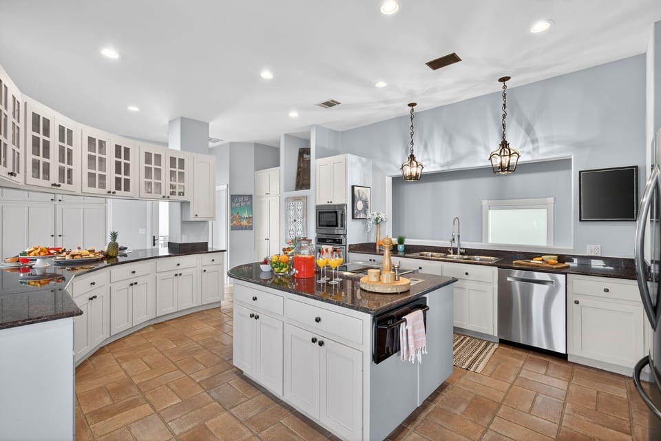 Kitchen with a View open to Living and Dinning