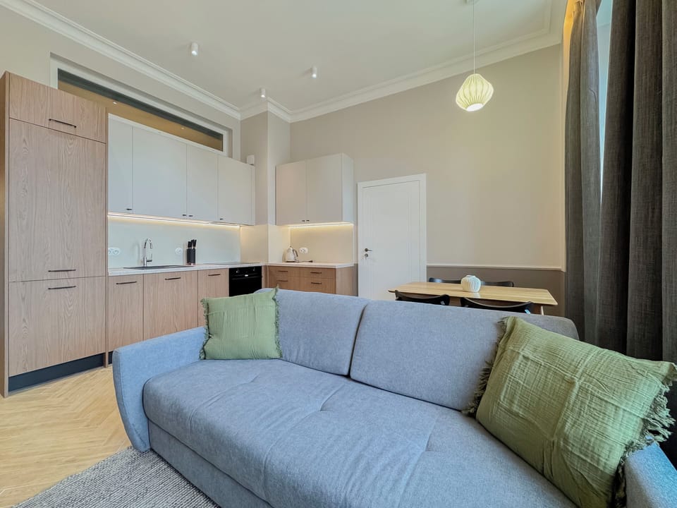 Deluxe Apartment, City View | Living area