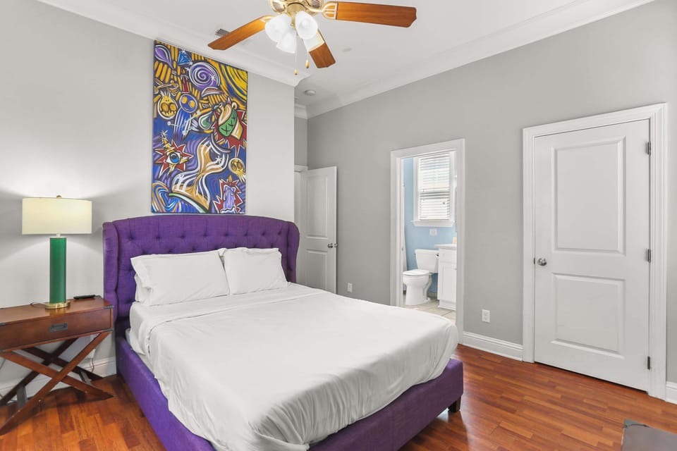 Inviting bedroom with warm touches and plenty of space to settle in and feel at home.