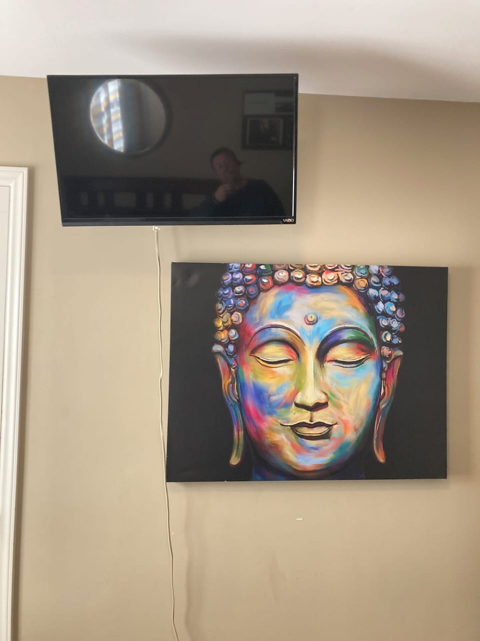 Queen bedroom Roku tv