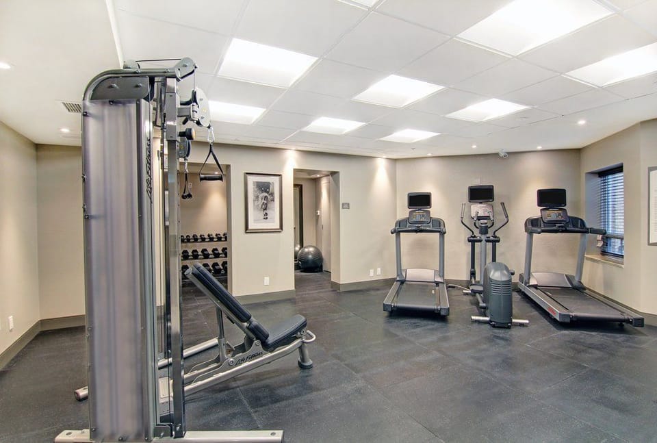 24-hour fitness centre with cardio machines and free weights — open whenever your schedule allows.