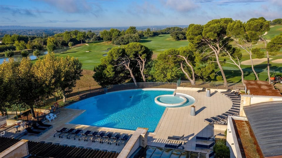 Take in gorgeous views while lounging around the on-site outdoor pool.