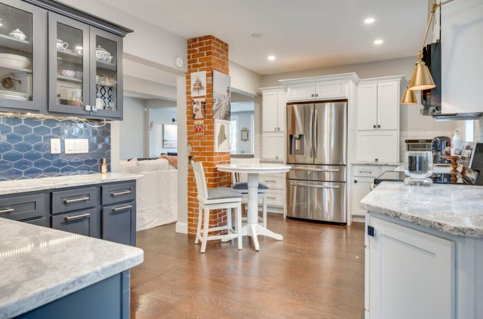 Kitchen | Stainless Steel Refrigerator | Breakfast Table