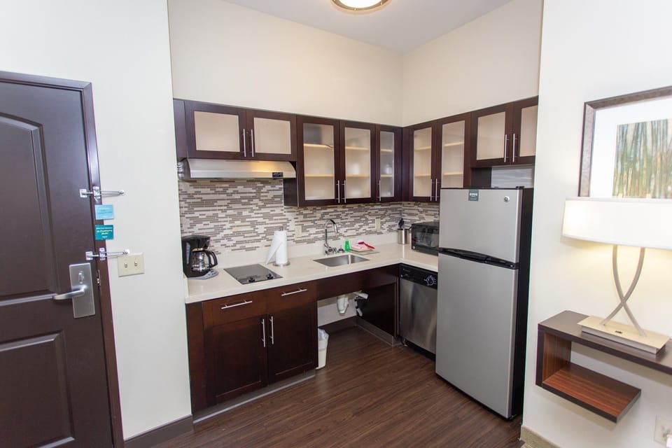 Kitchen with modern appliances and cabinets.