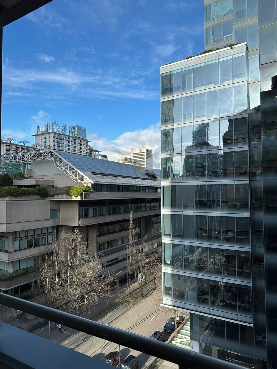 Steps to the art gallery, the Vancouver courts seen through your window.