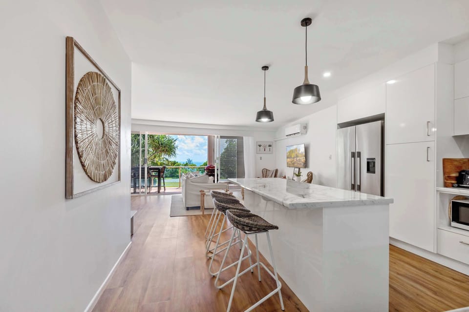 Stunning ocean views from the spacious balcony and open plan living area