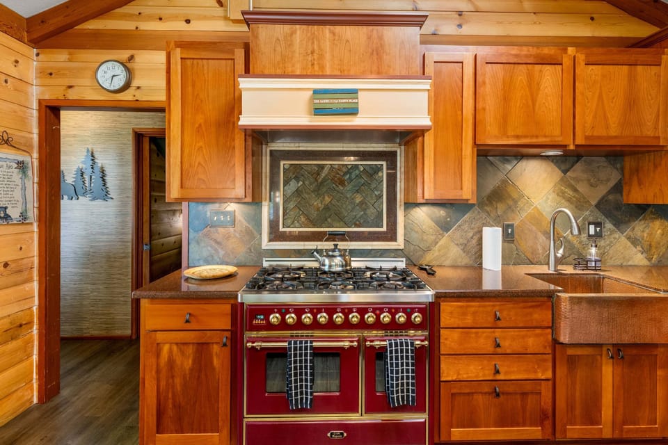 Modern appliances, including a custom stove.