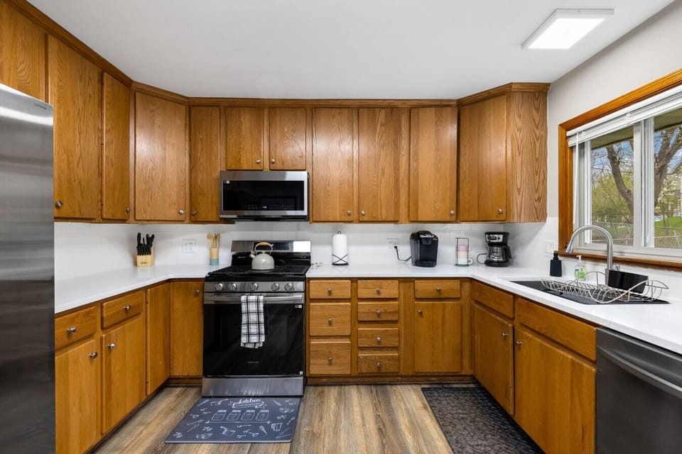 Fully equipped kitchen with everything needed to cook meals