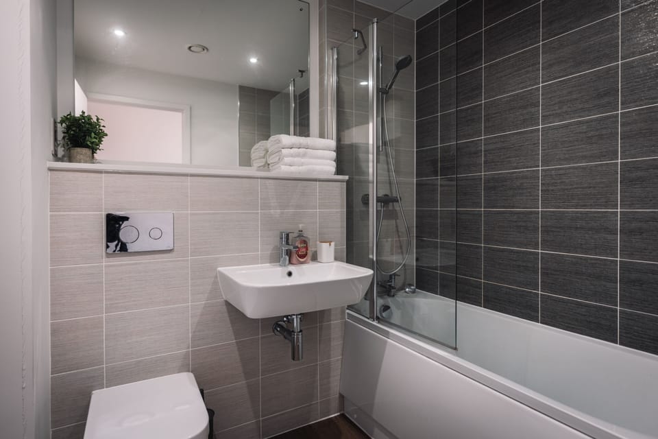 Separate tub and shower, deep soaking tub