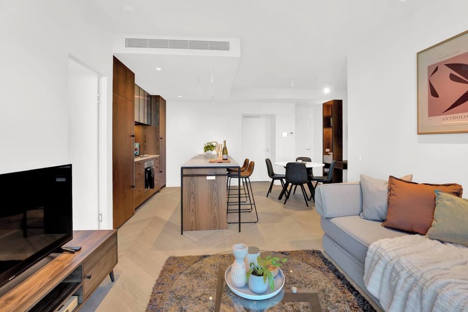 Open-plan living, dining and kitchen area