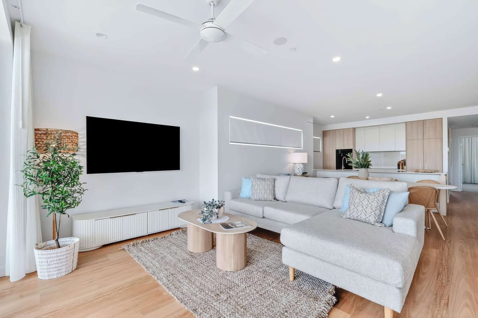 Contemporary interiors with a calming coastal colour palette.
