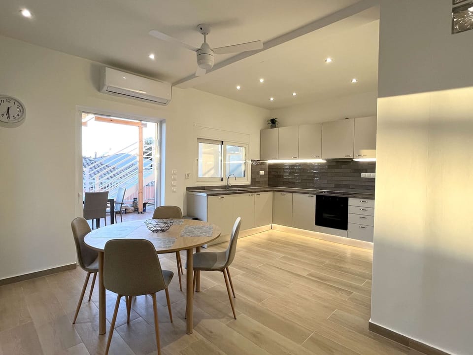 Open-plan living and dining area with modern design