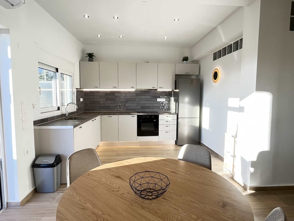 Dining space with natural light and modern touches