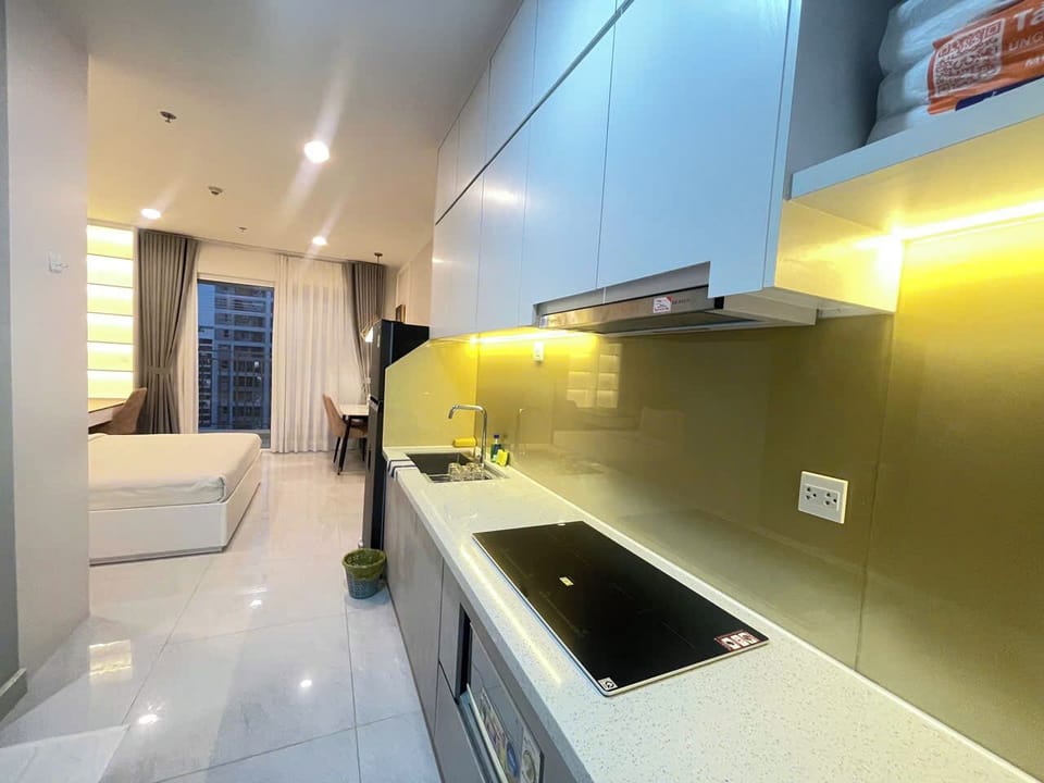 Basic Apartment, City View | Private kitchen | Fridge, microwave, stovetop, cookware/dishes/utensils