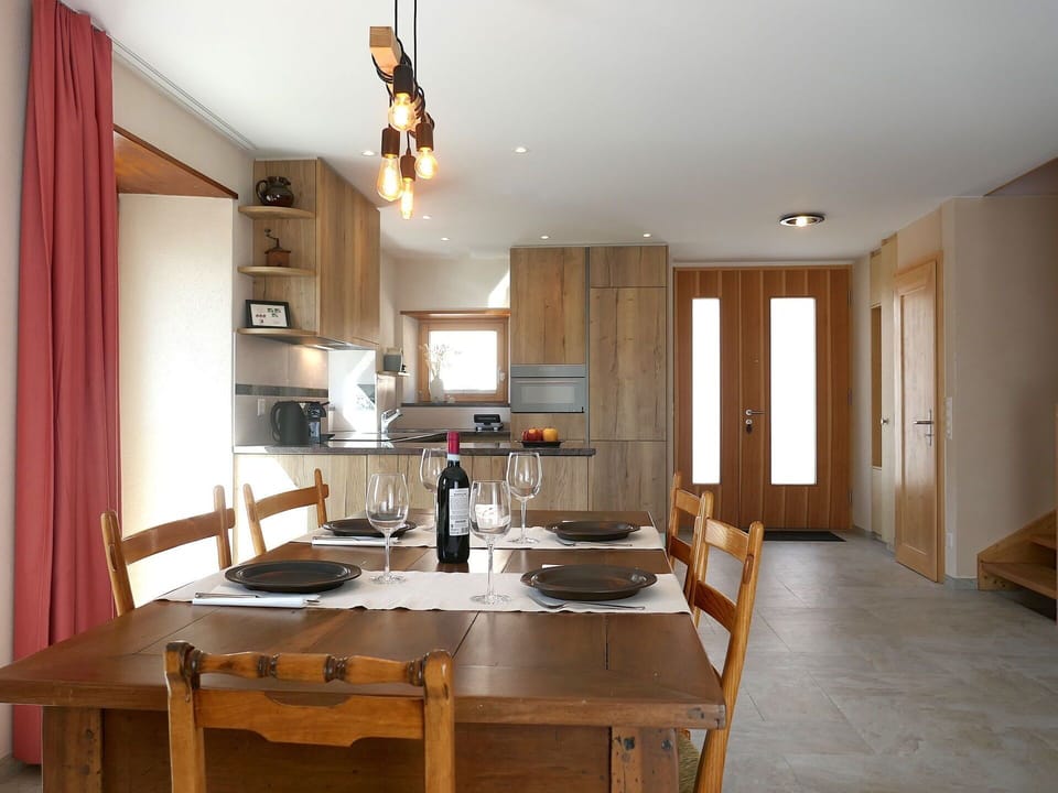 Furniture, Interior Design, Flooring, Wood, Ceiling, Floor, Room, Kitchen, Cabinetry, Countertop