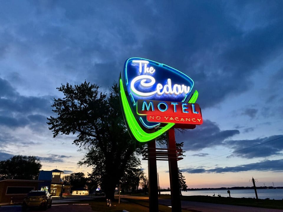 The Cedar — exterior of the converted 1950s motor court on Sandusky Bay