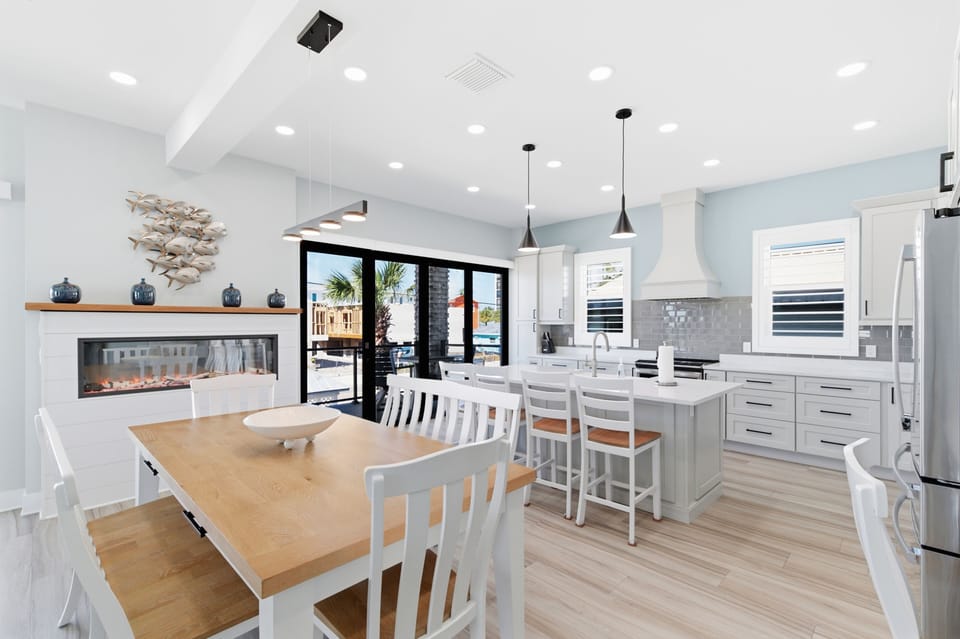 Kitchen Dining Area with Electric Fireplace