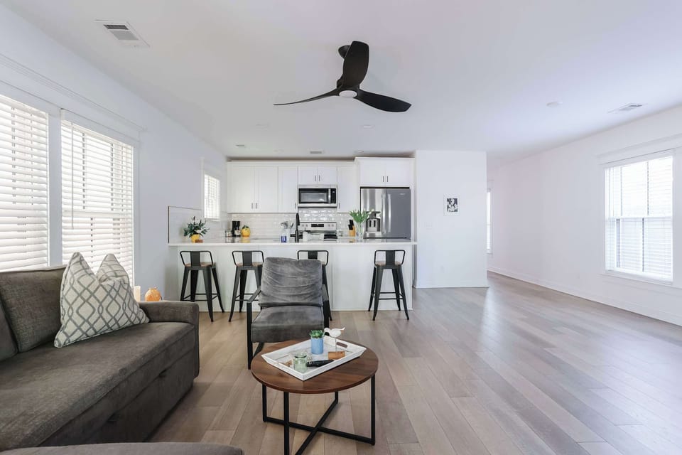 The open and inviting kitchen is perfect for preparing meals while staying connected with family and friends