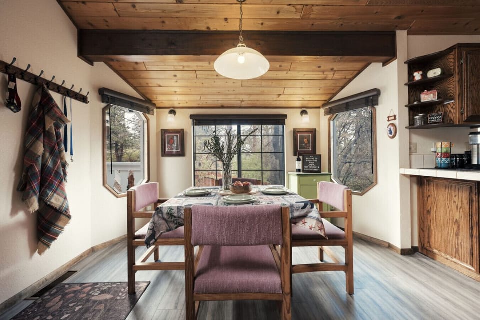 Cozy dining room table. Look out and watch the birds