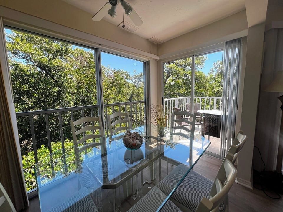 Dining area with mangrove views