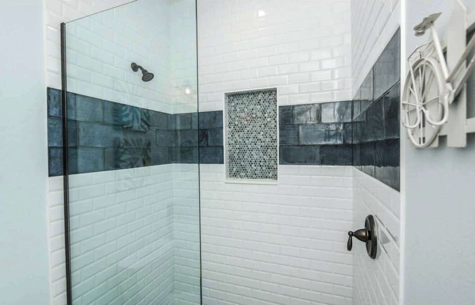 Bathroom tiled shower detail