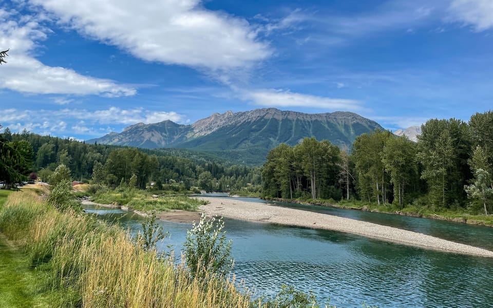 The Elk River is a 5 Minute Walk. View of Mt. Fernie