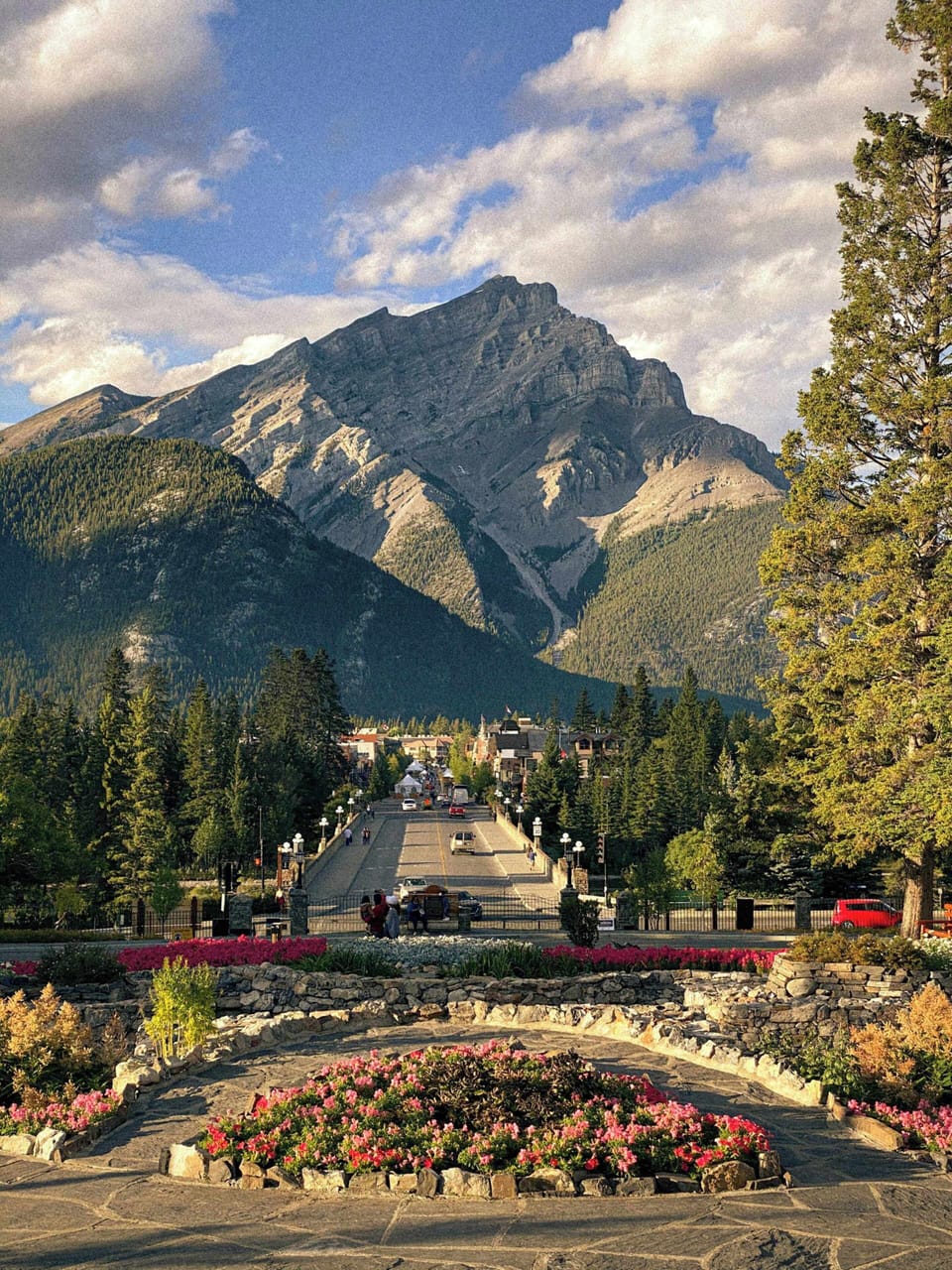 Banff Ave viewed from the Parks Canada gardens