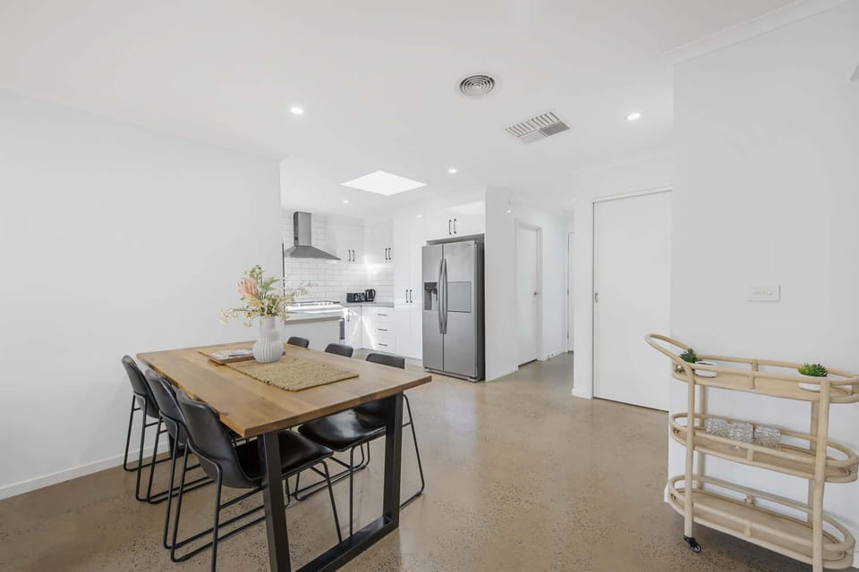 Light-filled open-plan kitchen and dining. 