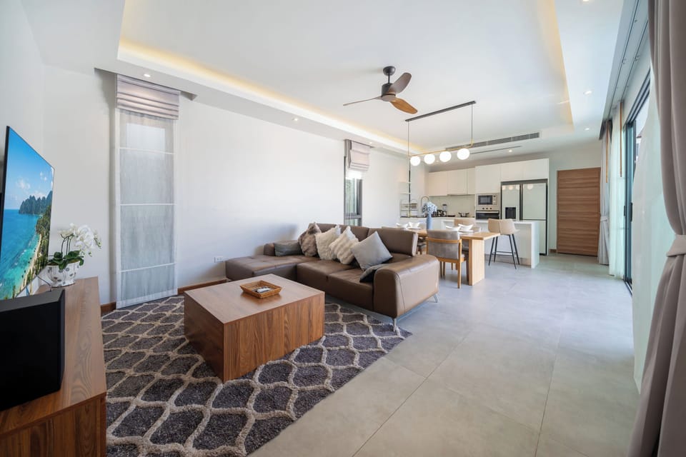 Villa, Private Pool | Living area | 65-inch Smart TV with digital channels