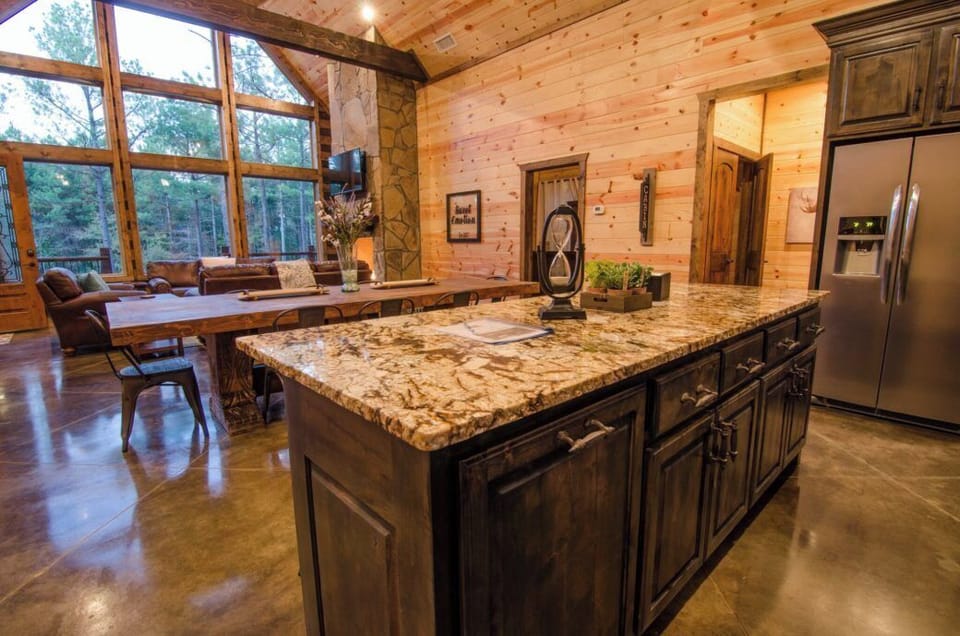 Spacious kitchen island perfect for prep, snacks, and gathering