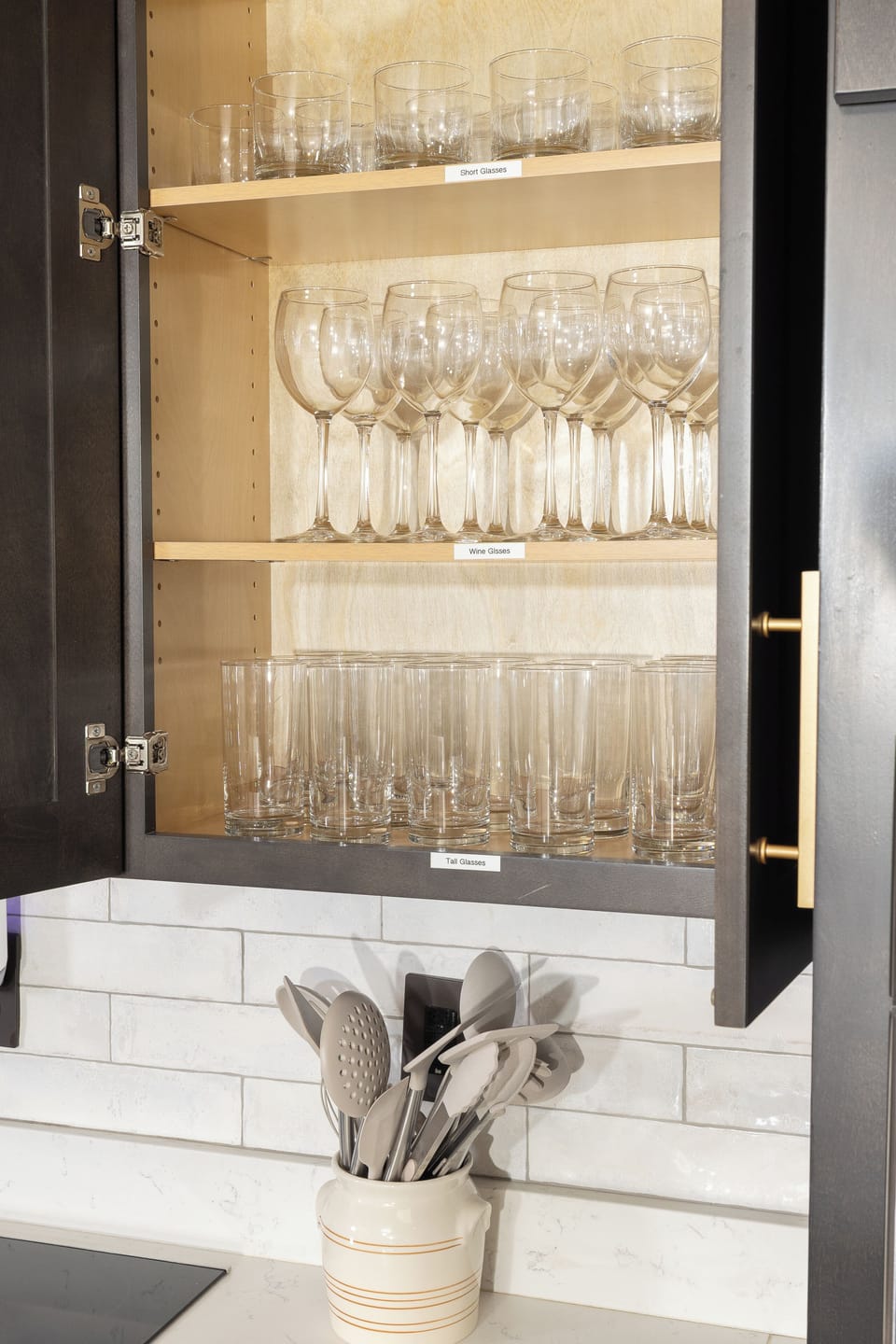 Glassware and drinkware provided — clean, organized, and ready for your stay