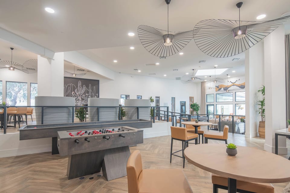 Indoor seating with available games and TVs. 