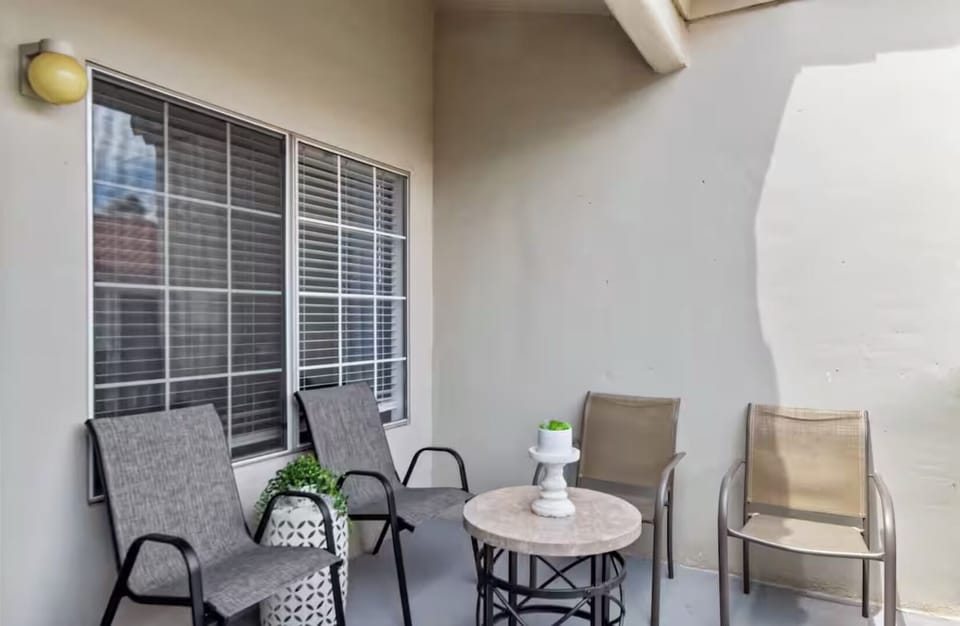 Relax comfortably in our private outdoor seating space.
