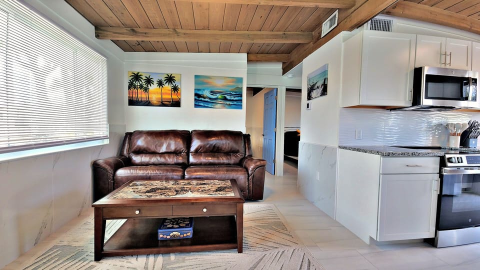 living room, double reclining sofa, tv, coffee table, basic games