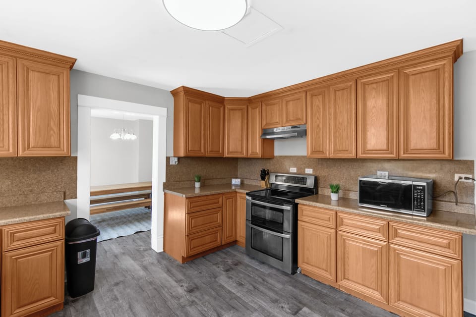 Designed with groups in mind, the kitchen features ample storage and generous counter space for everything from quick meals to full dinners.