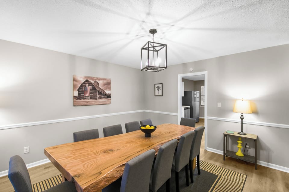 Plenty of room to spread out, pass dishes, and settle in—this table was made for group moments