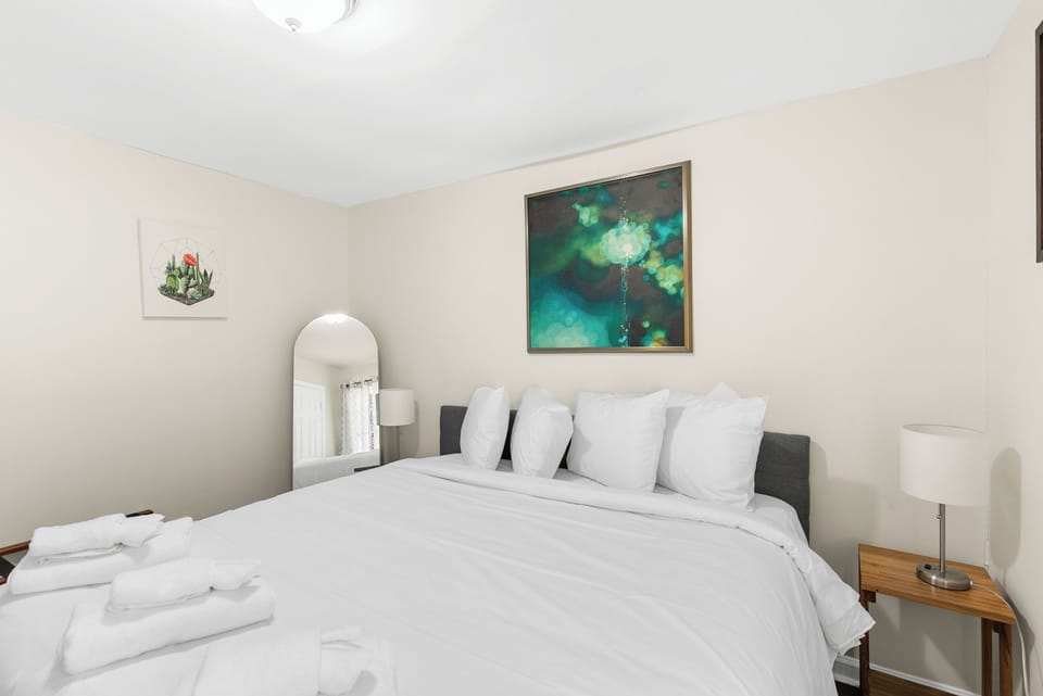 The king bedroom keeps things simple and comfortable, with plenty of space to settle in.