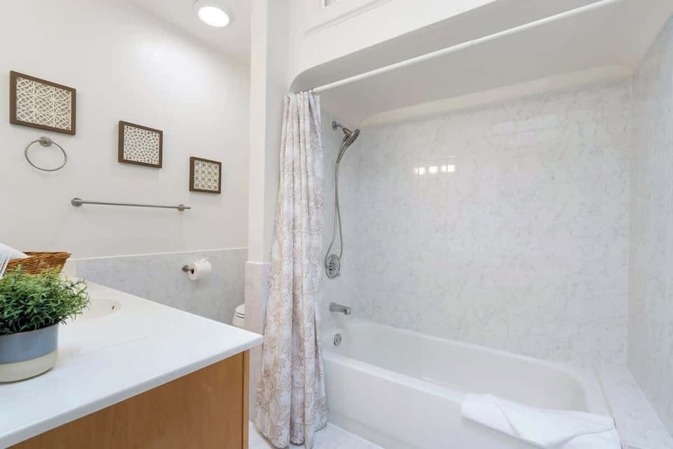 A bathroom with an available hot shower