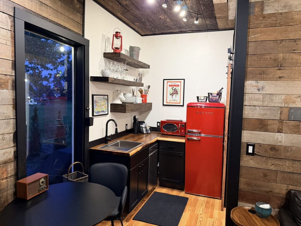 Mini kitchen and table for two